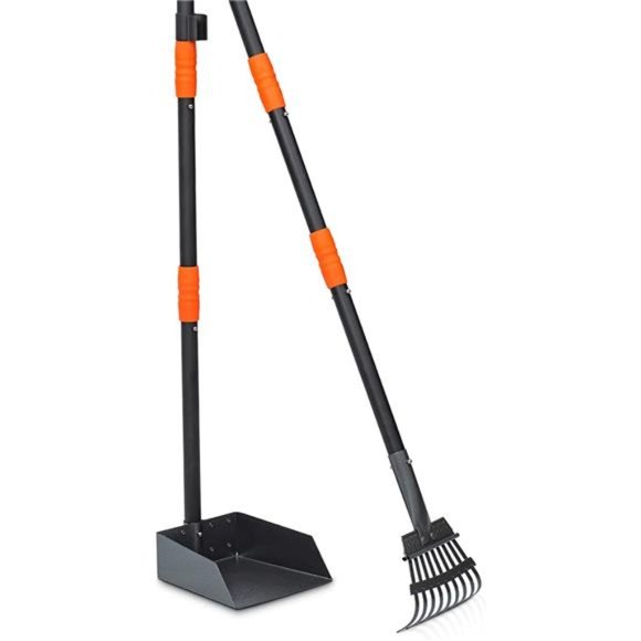 Pooper Scooper for Dog, Metal Poop Scooper Tray and Rake Set with Long Handle - Picture 2 of 7